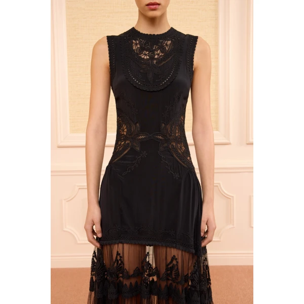 Ulla Johnson Florence Silk Dress in Noir, view 3