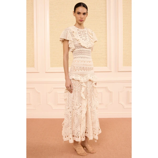 Ulla Johnson Floretta Crochet Skirt in Cowrie, view 4