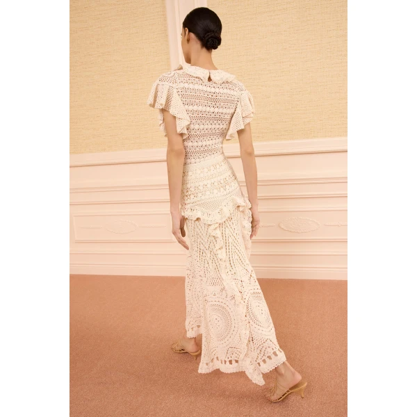 Ulla Johnson Floretta Crochet Skirt in Cowrie, view 5