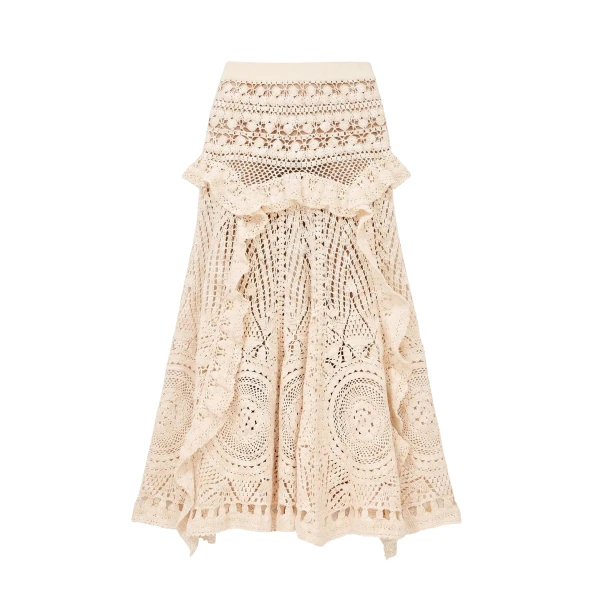 Floretta Crochet Skirt in Cowrie