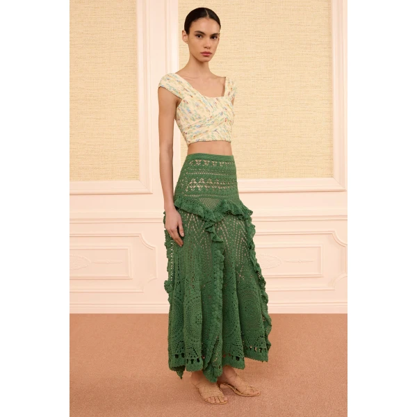 Ulla Johnson Floretta Crochet Skirt in Sea Glass, view 2