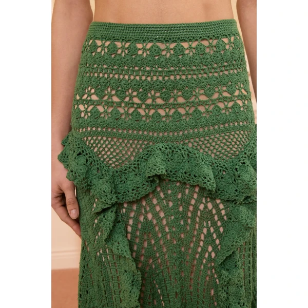 Ulla Johnson Floretta Crochet Skirt in Sea Glass, view 3