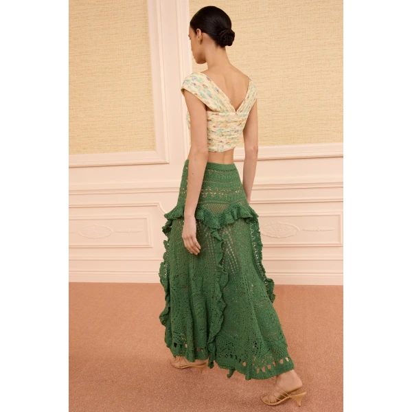 Ulla Johnson Floretta Crochet Skirt in Sea Glass, view 5