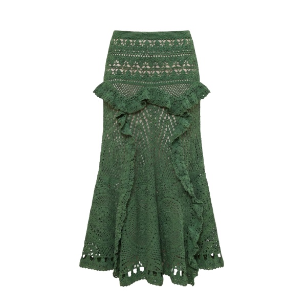 Ulla Johnson Floretta Crochet Skirt in Sea Glass