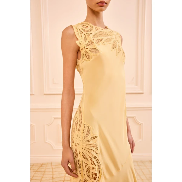 Ulla Johnson Idra Lace Applique Dress in Dandelion, view 3