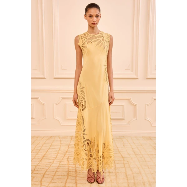 Ulla Johnson Idra Lace Applique Dress in Dandelion, view 4