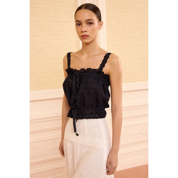 Ulla Johnson Isola Cotton Top in Midnight, view 2