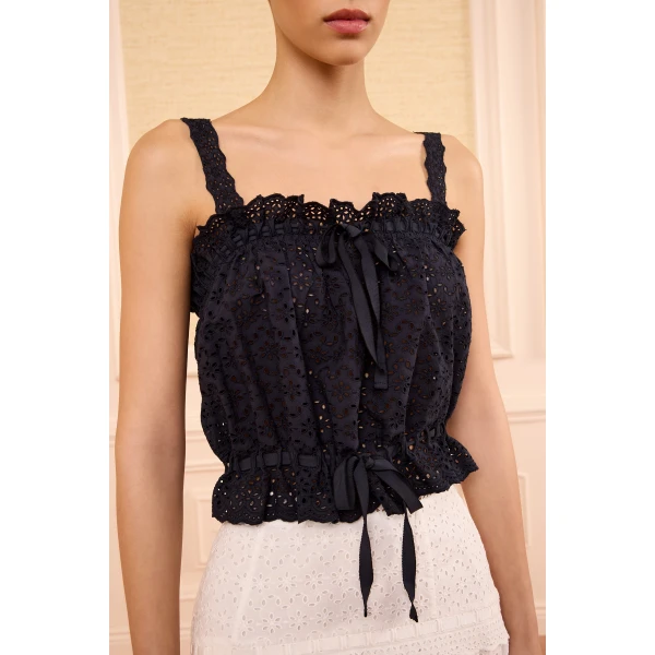 Ulla Johnson Isola Cotton Top in Midnight, view 3