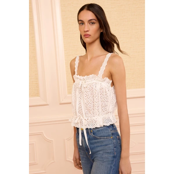 Ulla Johnson Isola Cotton Top in Pristine, view 2
