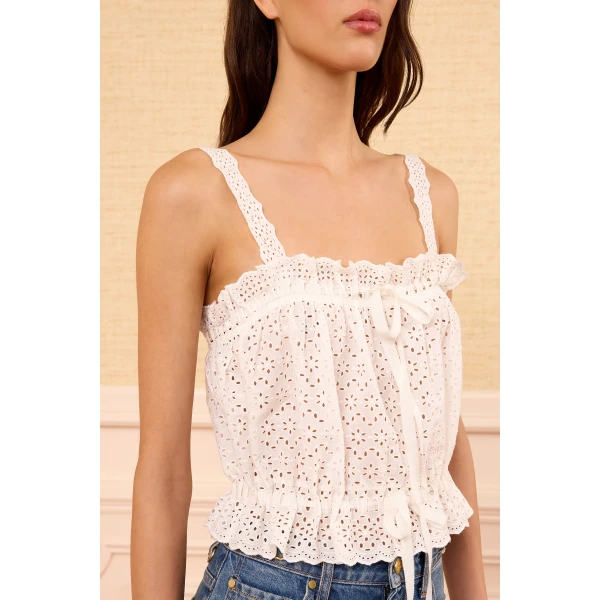Ulla Johnson Isola Cotton Top in Pristine, view 3