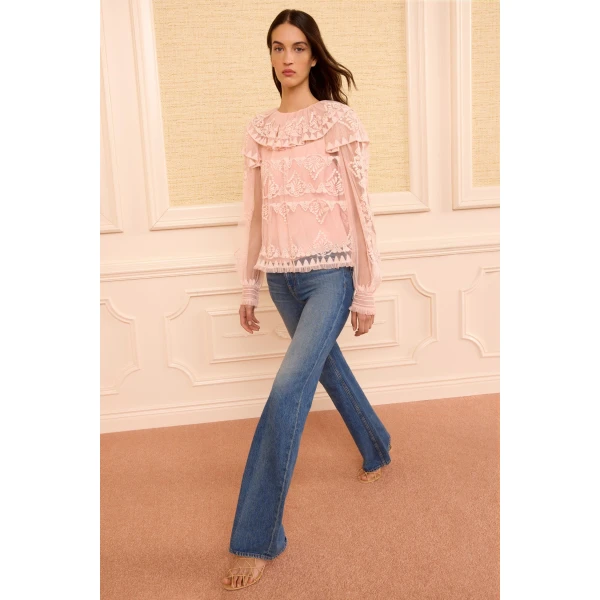 Ulla Johnson Ivy Tulle Blouse in Blush, view 4