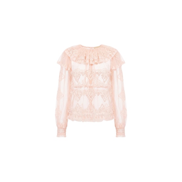 Ulla Johnson Ivy Tulle Blouse in Blush