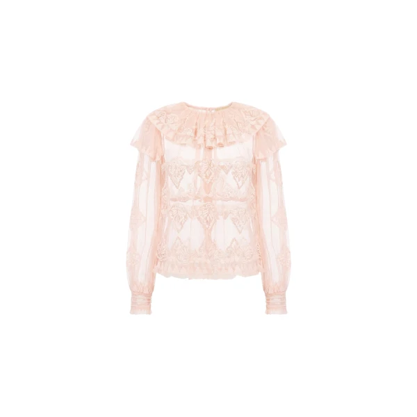 Ulla Johnson Ivy Tulle Blouse in Blush