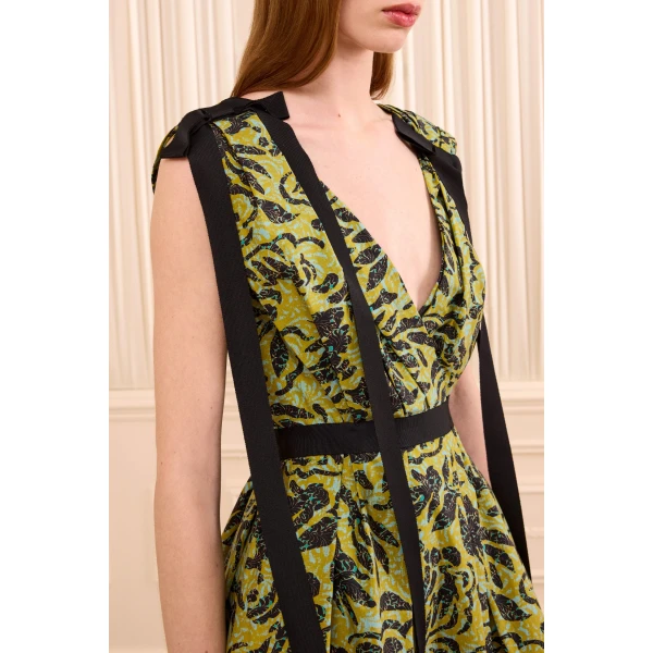 Ulla Johnson Karina Cotton Bow Dress in Chartreuse, view 3