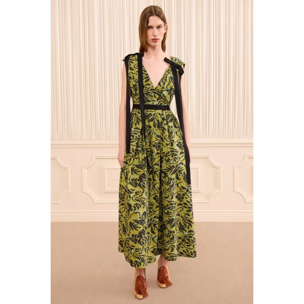 Ulla Johnson Karina Cotton Bow Dress in Chartreuse, view 5