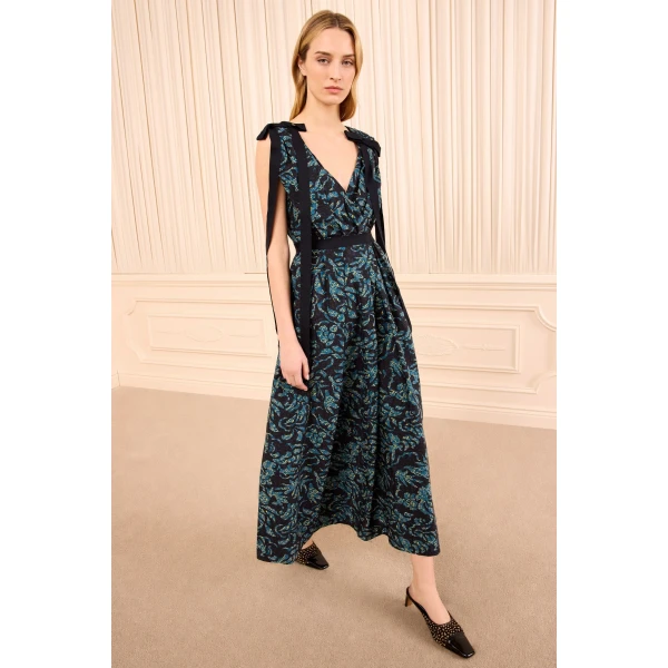 Ulla Johnson Karina Cotton Bow Dress in Midnight, view 2