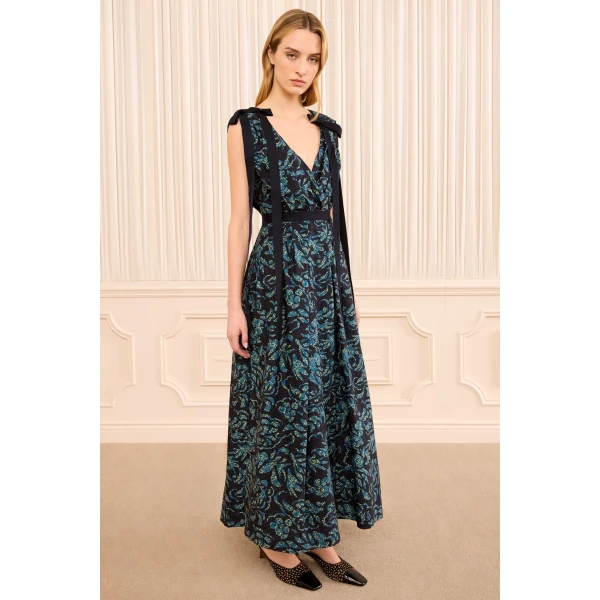 Ulla Johnson Karina Cotton Bow Dress in Midnight, view 5