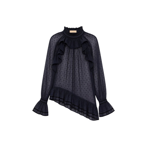 Ulla Johnson Marcella Long Sleeve Cotton Blouse in Nightfall
