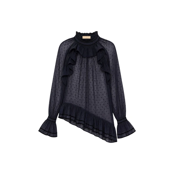 Ulla Johnson Marcella Long Sleeve Cotton Blouse in Nightfall