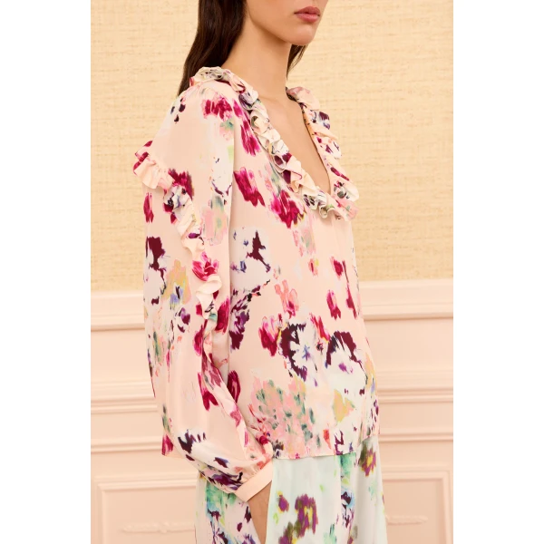 Ulla Johnson Marguerite Silk Blouse in Summer Garden, view 3