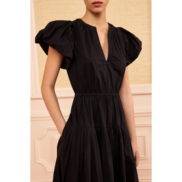 Ulla Johnson Marin Cotton Midi Dress in Noir, view 3