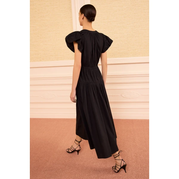 Ulla Johnson Marin Cotton Midi Dress in Noir, view 5