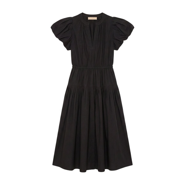 Ulla Johnson Marin Cotton Midi Dress in Noir