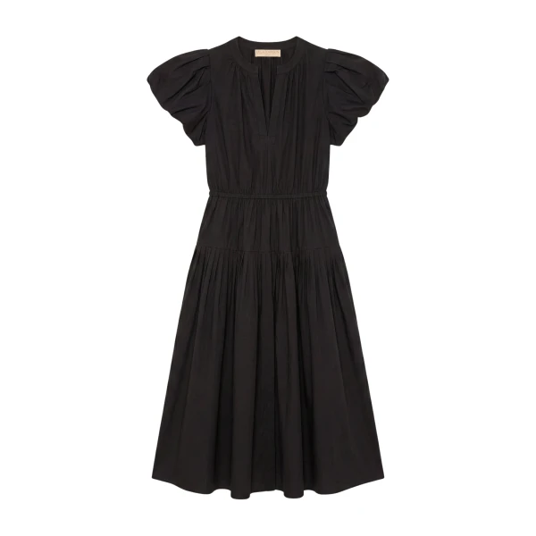 Ulla Johnson Marin Cotton Midi Dress in Noir