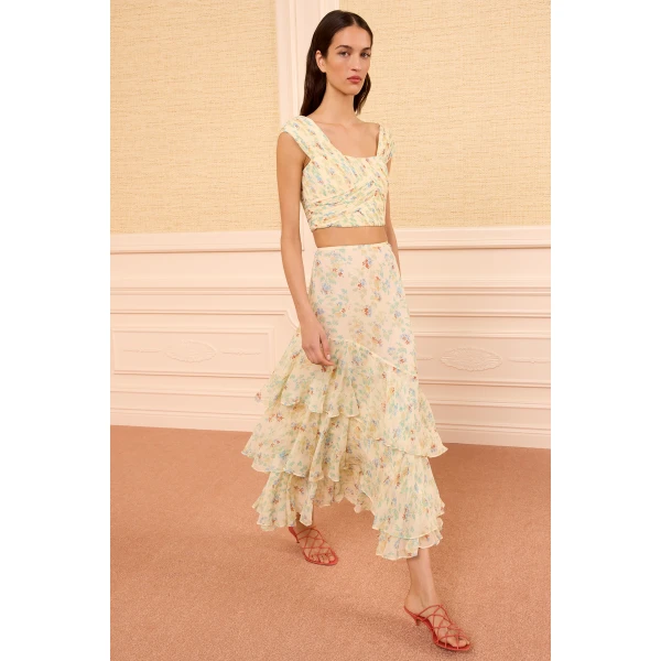 Ulla Johnson Meadow Silk Midi Skirt in Moon Petal, view 2