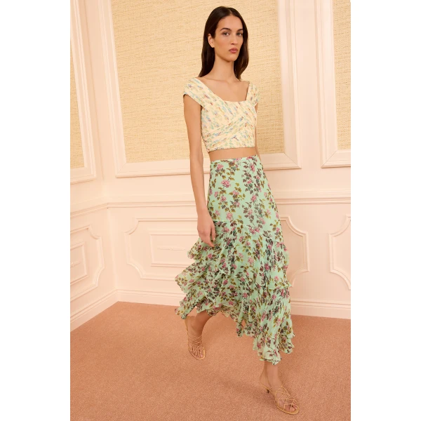 Ulla Johnson Meadow Silk Midi Skirt in Opaline, view 2