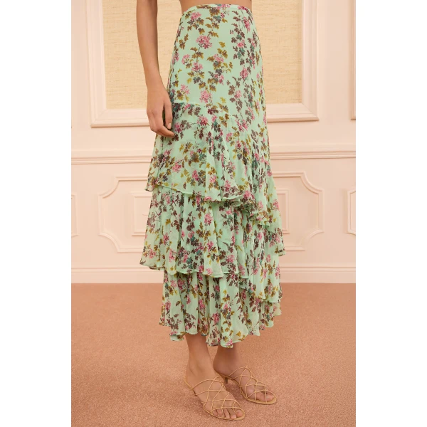 Ulla Johnson Meadow Silk Midi Skirt in Opaline, view 3