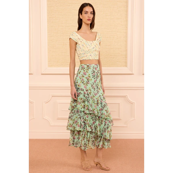 Ulla Johnson Meadow Silk Midi Skirt in Opaline, view 5