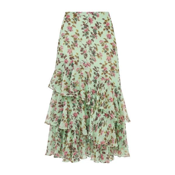 Ulla Johnson Meadow Silk Midi Skirt in Opaline
