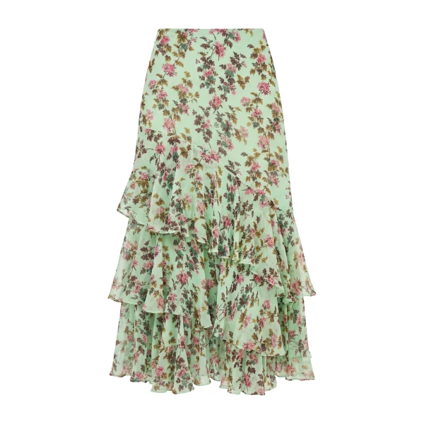 Ulla Johnson Meadow Silk Midi Skirt in Opaline