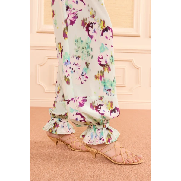 Ulla Johnson Octavia Silk Cinched Pant in Oasis, view 3
