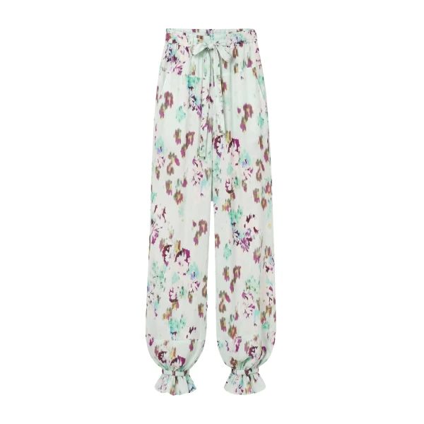 Ulla Johnson Octavia Silk Cinched Pant in Oasis