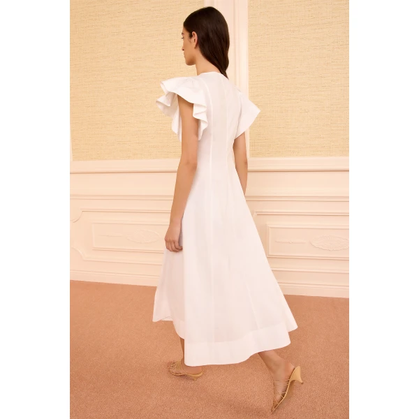 Ulla Johnson Odessa Cotton Dress with Lace Up in Cowrie, view 5