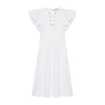Ulla Johnson Odessa Cotton Dress with Lace Up in Cowrie