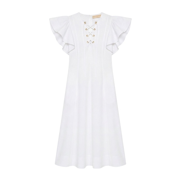Ulla Johnson Odessa Cotton Dress with Lace Up in Cowrie