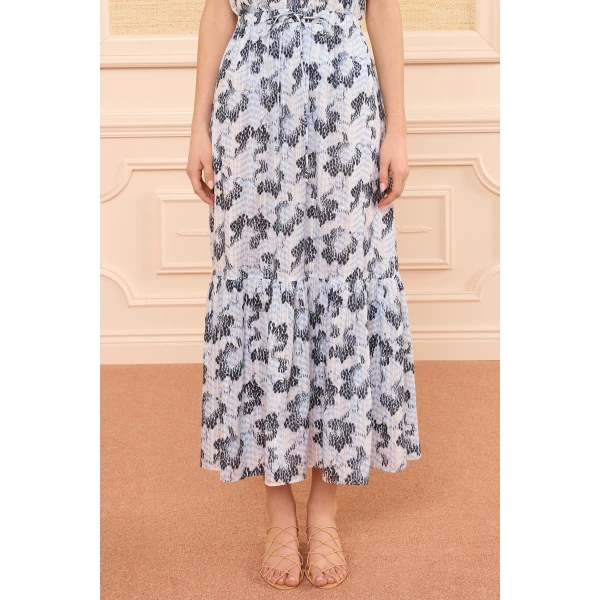 Ulla Johnson Olina Cotton Midi Skirt in Ciel, view 3