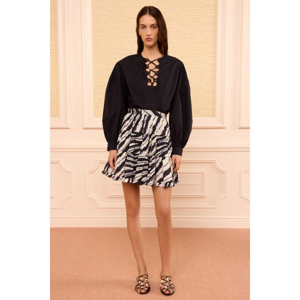Ulla Johnson Oriane Cotton Mini Skirt in Shibori Wave, view 2