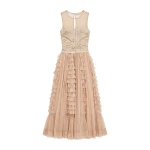 Ulla Johnson Orla Crochet & Tulle Dress in Sandstone