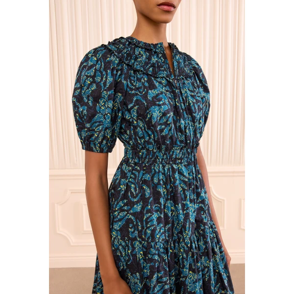 Ulla Johnson Othella Short Sleeve Cotton Dress in Midnight, view 3