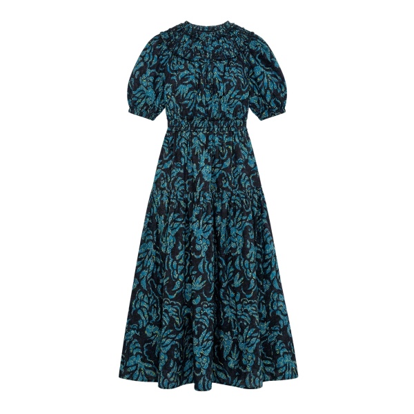 Ulla Johnson Othella Short Sleeve Cotton Dress in Midnight