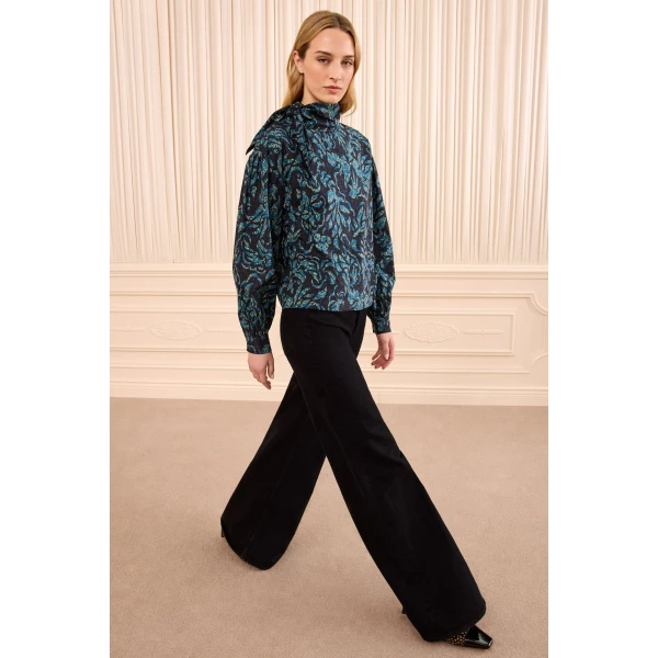 Ulla Johnson Pastel Long Sleeve Cotton Blouse in Midnight, view 4