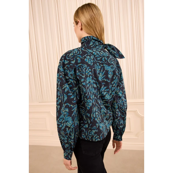 Ulla Johnson Pastel Long Sleeve Cotton Blouse in Midnight, view 5