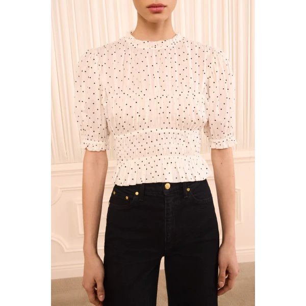 Ulla Johnson Rae Short Sleeve Cotton Top in Blanc, view 3
