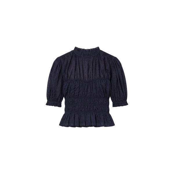 Ulla Johnson Rae Short Sleeve Cotton Top in Nightfall