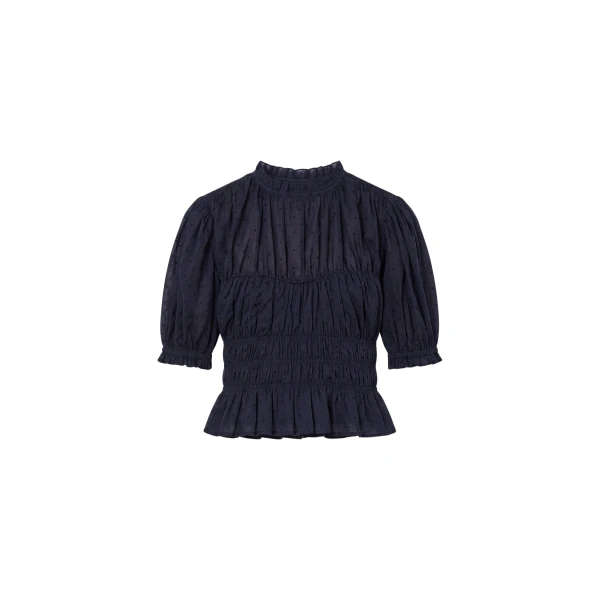 Ulla Johnson Rae Short Sleeve Cotton Top in Nightfall