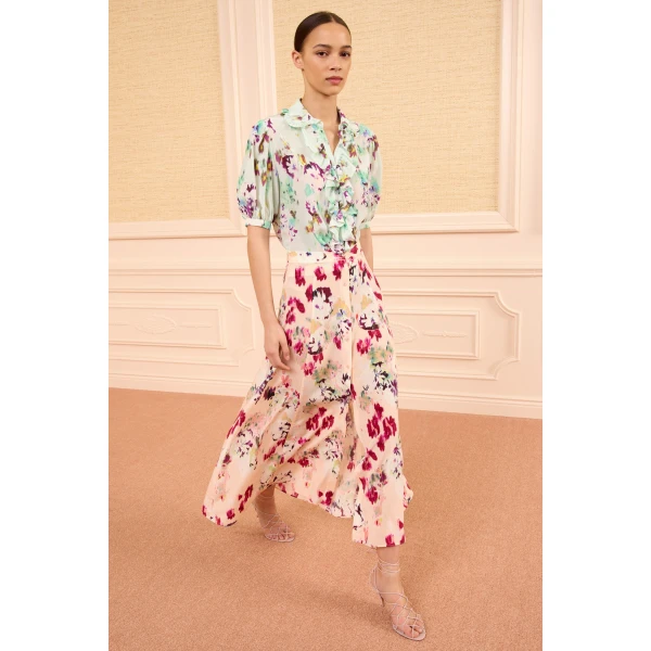 Ulla Johnson Rowan Silk Midi Skirt in Summer Garden, view 2